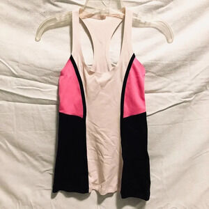 Lululemon Tank Top Size 2 Hot Pink Black  Racerback Yoga Top